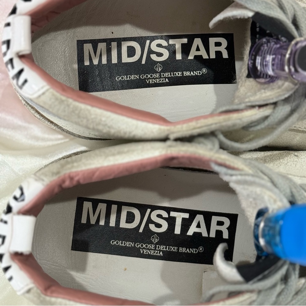 Golden Goose Mid Star Sneakers White Pink Patent Star Mid Top Size 7/37 Preppy - Picture 12 of 16